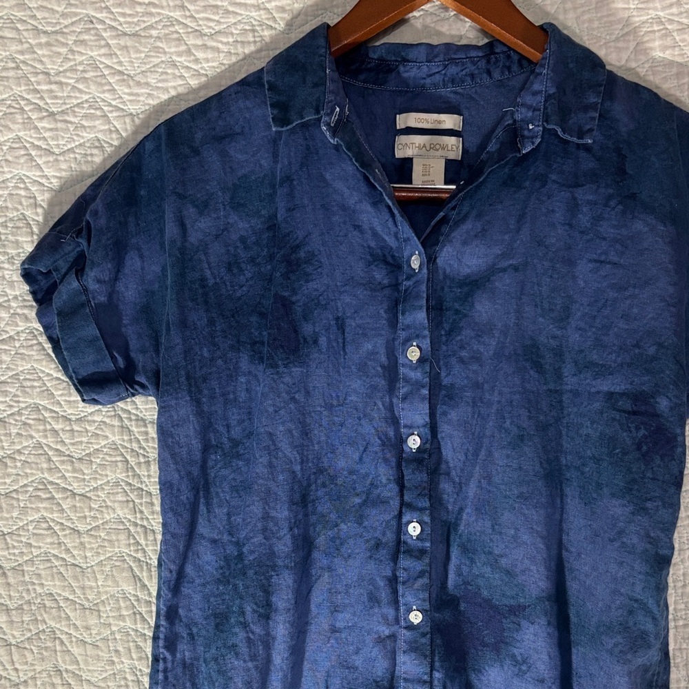 Cynthia Rowley Indigo High Low Dress 100% Linen - Picture 3 of 5